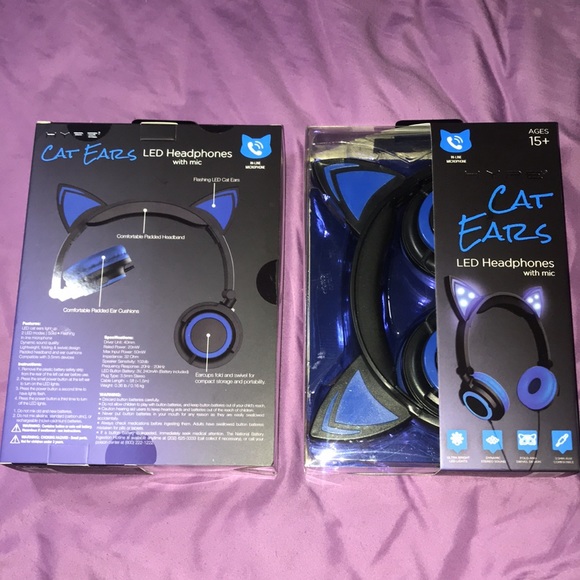 CAT EARS Led Headphones with Mic HYPE Emo cosplay gamer chick kitten mic 3.5mm - Picture 5 of 10